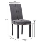 Chaises de salle à manger Parsons en tissu avec garniture cloutée en éponge, lot de 2