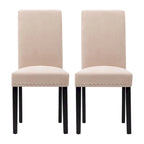 Chaises de salle à manger Parsons en tissu avec garniture cloutée en éponge, lot de 2