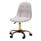 Chaise de bureau pivotante contemporaine en velours glamour et chic et métal doré