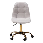 Chaise de bureau pivotante contemporaine en velours glamour et chic et métal doré
