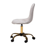 Chaise de bureau pivotante contemporaine en velours glamour et chic et métal doré
