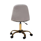 Chaise de bureau pivotante contemporaine en velours glamour et chic et métal doré