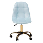 Chaise de bureau pivotante contemporaine en velours glamour et chic et métal doré
