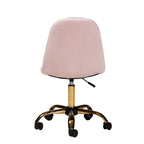 Chaise de bureau pivotante contemporaine en velours glamour et chic et métal doré