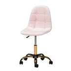 Chaise de bureau pivotante contemporaine en velours glamour et chic et métal doré