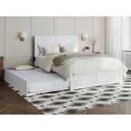 Lit plateforme double avec pied de lit assorti et lit gigogne double