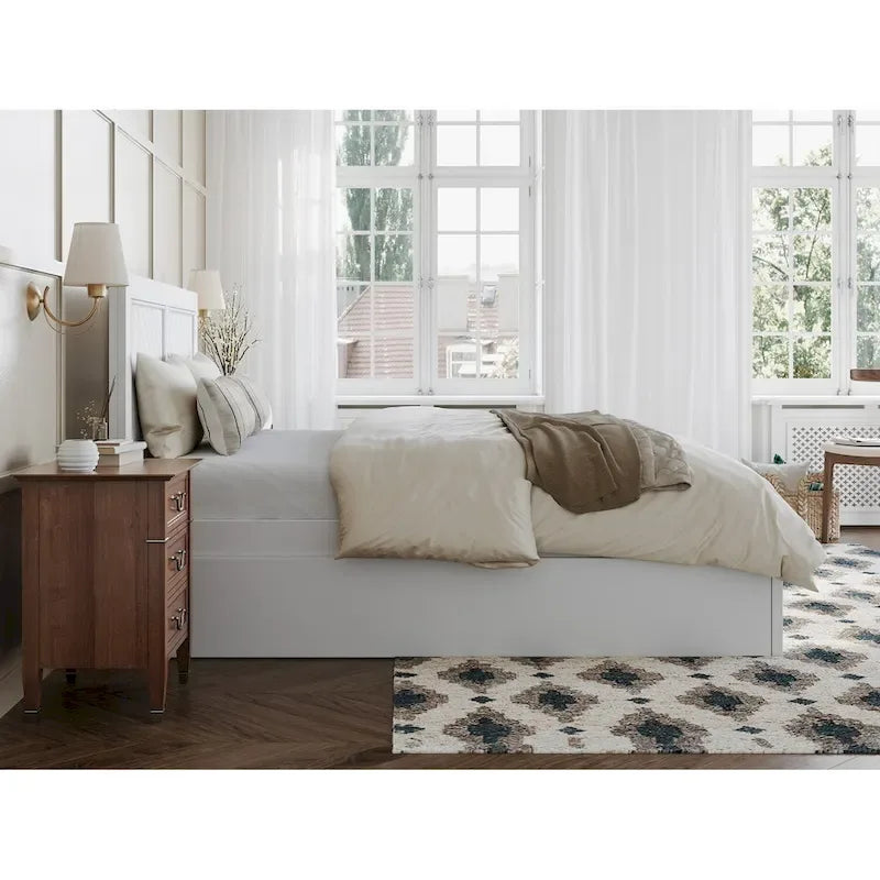 Lit plateforme double avec pied de lit assorti et lit gigogne double