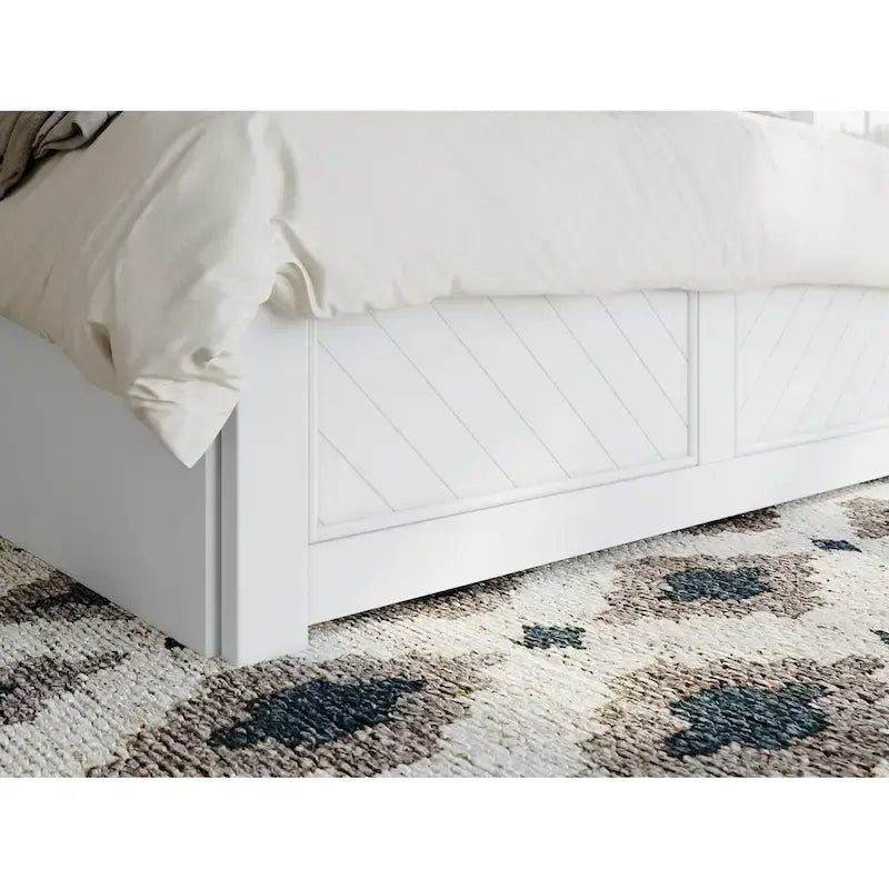 Lit plateforme double avec pied de lit assorti et lit gigogne double
