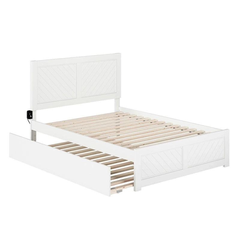 Lit plateforme double avec pied de lit assorti et lit gigogne double