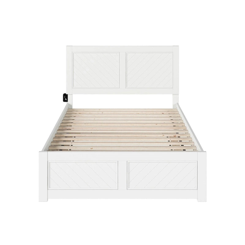 Lit plateforme double avec pied de lit assorti et lit gigogne double