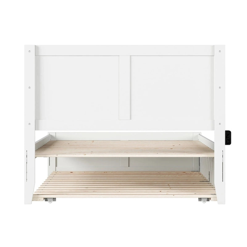 Lit plateforme double avec pied de lit assorti et lit gigogne double