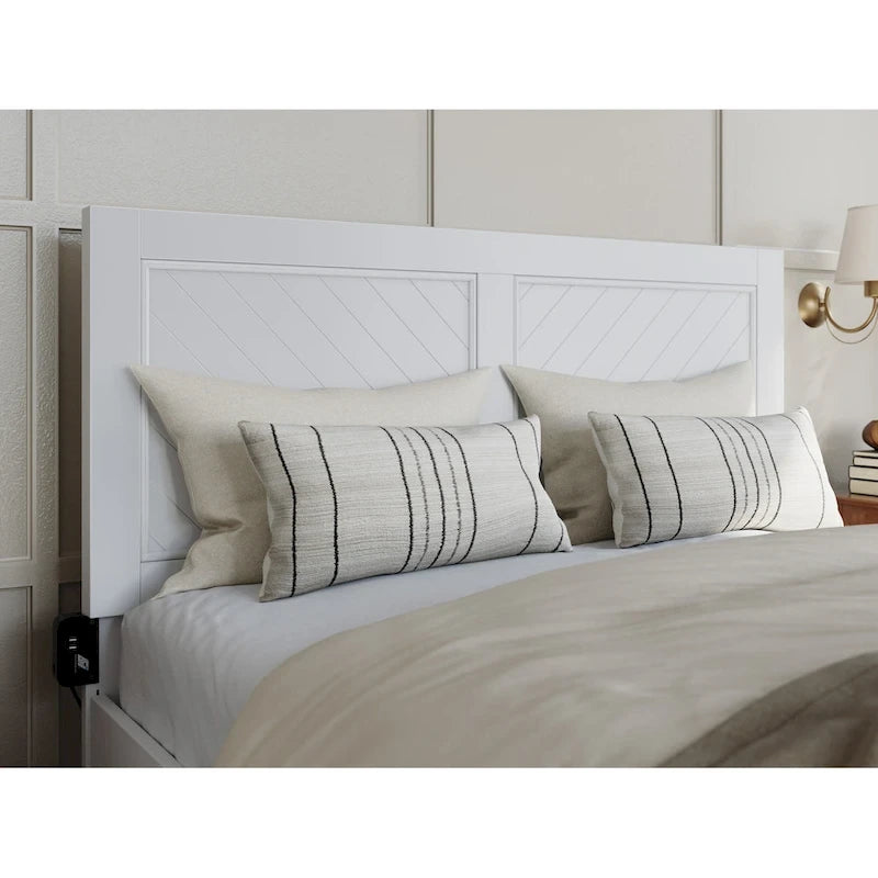 Lit plateforme double avec pied de lit assorti et lit gigogne double