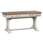 Bureau écritoire en bois antique revisité blanc cassé et châtaignier