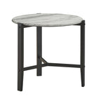 Table d'appoint noire et faux marbre blanc