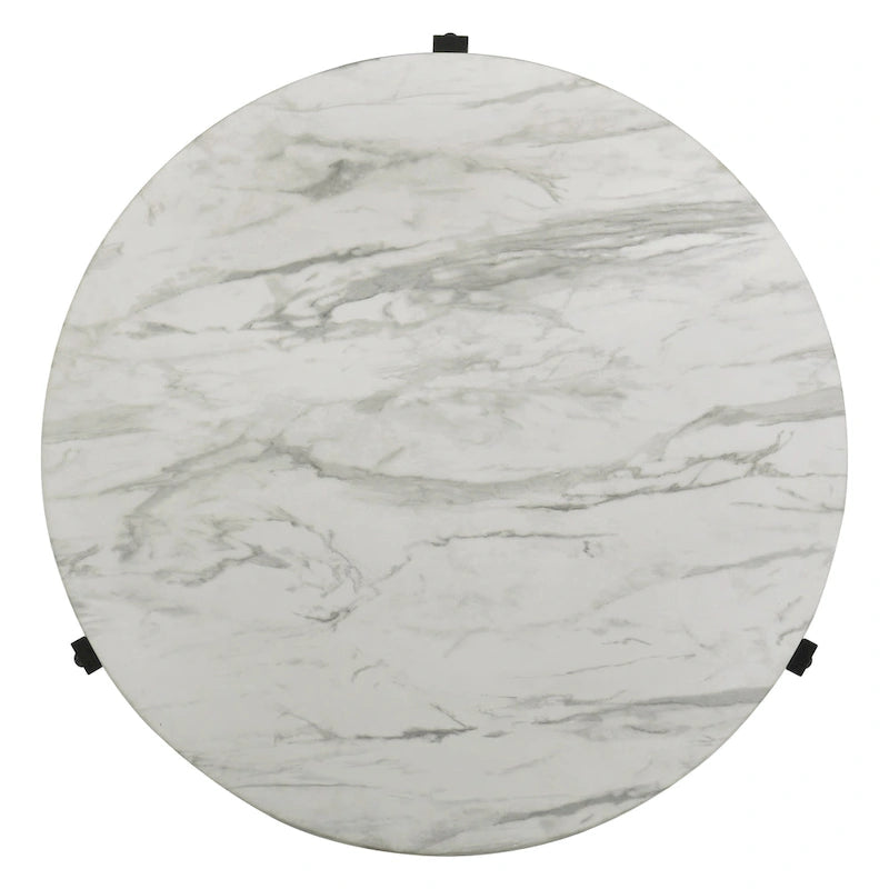 Table d'appoint noire et faux marbre blanc