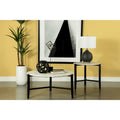 Table d'appoint noire et faux marbre blanc
