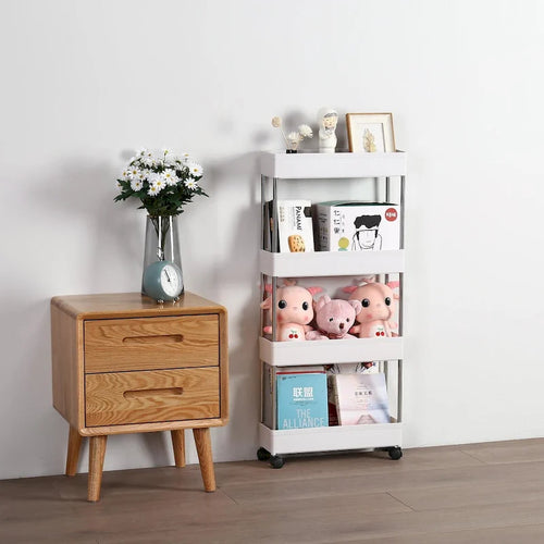 3/4-Layer Mobile Multi-functional Slim Storage Cart,White