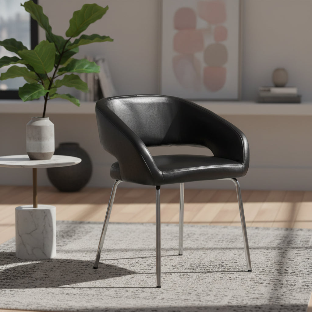 Contemporary LeatherSoft Side Reception Chair with Chrome Legs