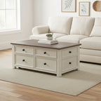 Table basse bicolore avec plateau relevable