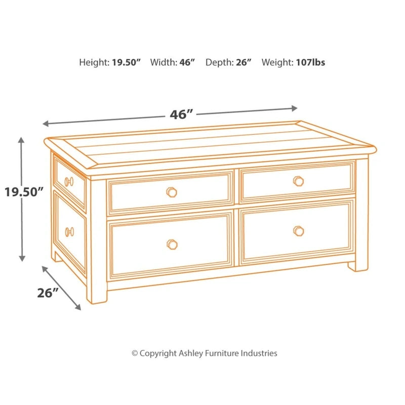 Table basse bicolore avec plateau relevable