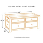 Table basse bicolore avec plateau relevable