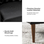 Fauteuil Club en Cuir Véritable Classique avec Pieds en Bois et Dossier Capitonnée