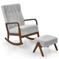 Fauteuil à bascule avec pouf en tissu rembourré planeur à bascule