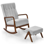 Fauteuil à bascule avec pouf en tissu rembourré planeur à bascule