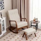 Fauteuil à bascule avec pouf en tissu rembourré planeur à bascule