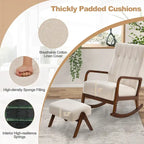 Fauteuil à bascule avec pouf en tissu rembourré planeur à bascule