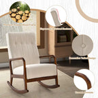 Fauteuil à bascule avec pouf en tissu rembourré planeur à bascule