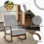Fauteuil à bascule avec pouf en tissu rembourré planeur à bascule