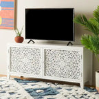 SAFAVIEH Ciji 2-Shelf 2-Door Media Stand (Fits Up To A 60 Flatscreen TV) - 55 In. W x 15 In. D x 26 In. H - 55Wx15Dx26H