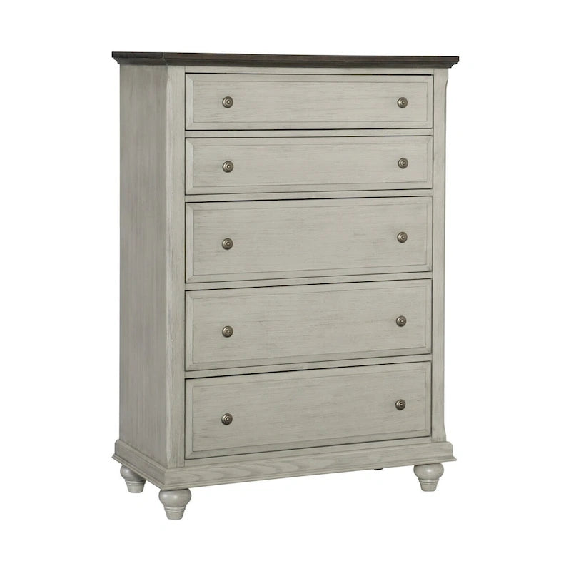 Ensemble de chambre 3 pièces finition gris clair lit commode table de chevet