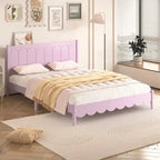 Lit plateforme en bois Queen Size avec tête de lit rectangulaire