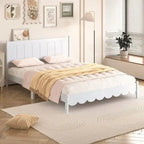 Lit plateforme en bois Queen Size avec tête de lit rectangulaire