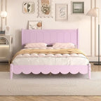 Lit plateforme en bois Queen Size avec tête de lit rectangulaire