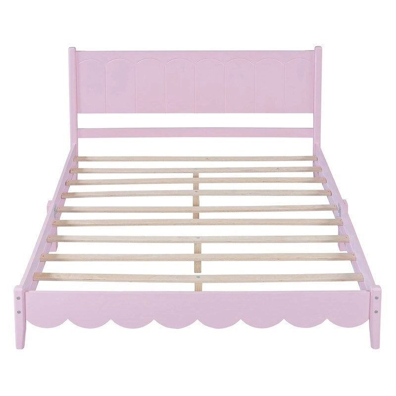Lit plateforme en bois Queen Size avec tête de lit rectangulaire