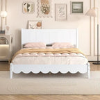 Lit plateforme en bois Queen Size avec tête de lit rectangulaire