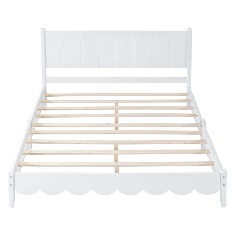 Lit plateforme en bois Queen Size avec tête de lit rectangulaire
