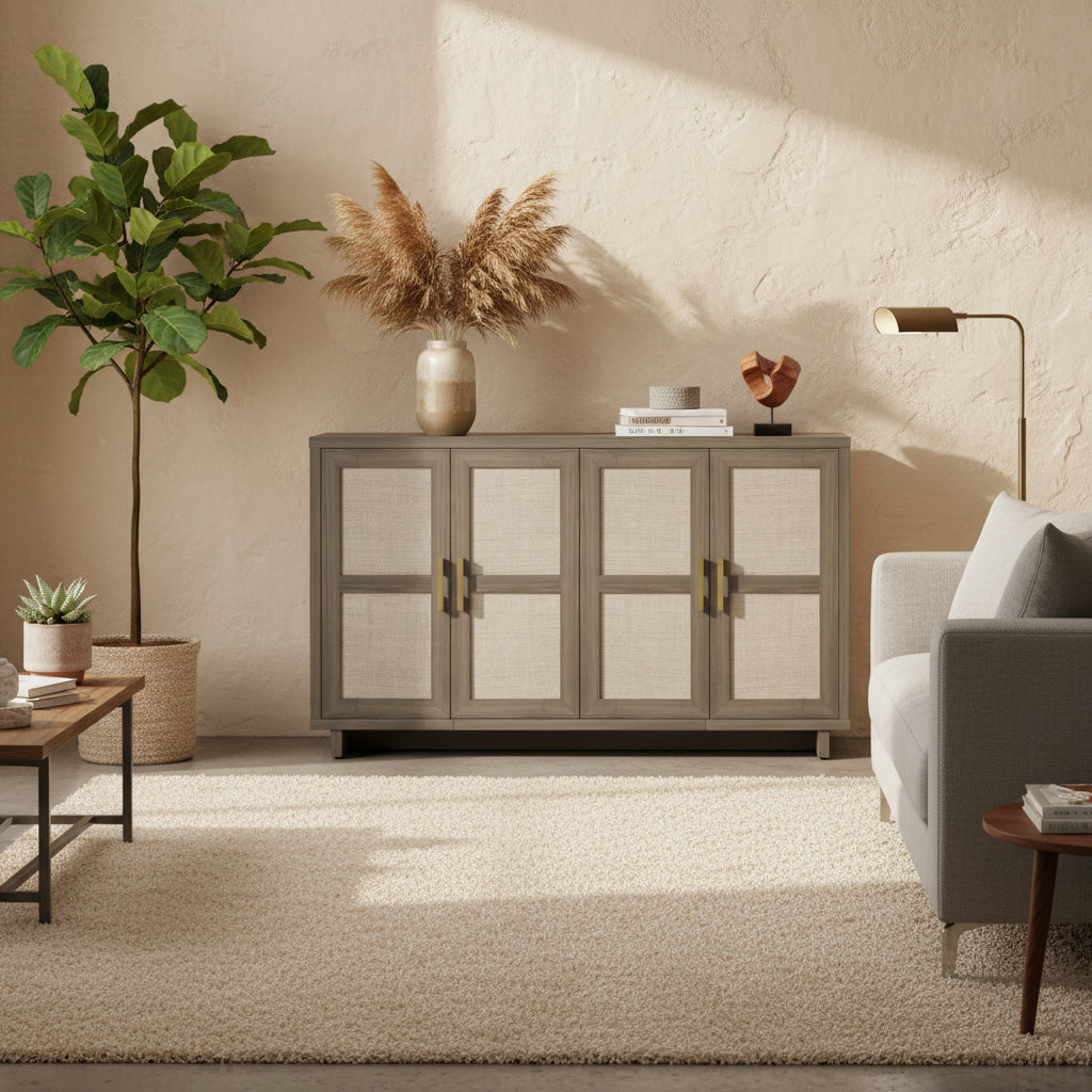 Coastal Sideboard with Linen Inspired Accents