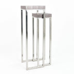 Tables gigognes hautes en similicuir lézard argenté (Lot de 2) - 12 x 38