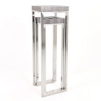 Tables gigognes hautes en similicuir lézard argenté (Lot de 2) - 12 x 38