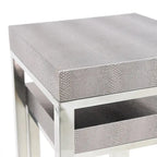 Tables gigognes hautes en similicuir lézard argenté (Lot de 2) - 12 x 38