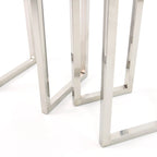 Tables gigognes hautes en similicuir lézard argenté (Lot de 2) - 12 x 38