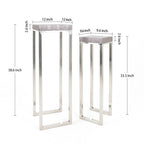 Tables gigognes hautes en similicuir lézard argenté (Lot de 2) - 12 x 38