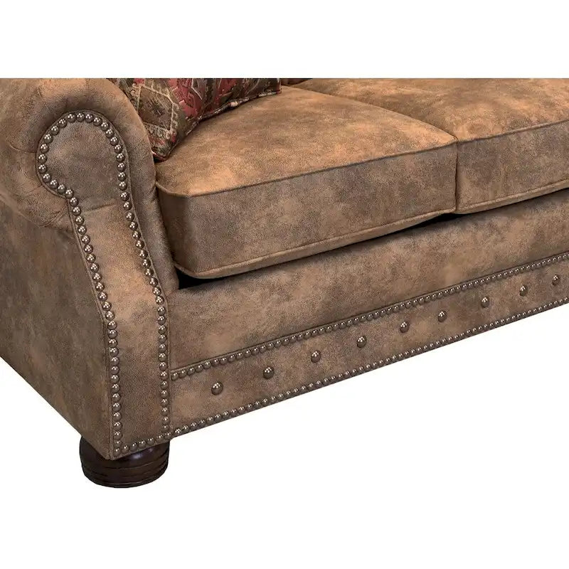 Ensemble canapé et causeuse 2 places en daim marron rustique