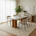 Cid Ziv 71 Inch Dining Table, Rectangular Gray Faux Concrete, Pillar Base
