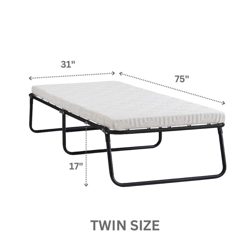 Lit d'appoint pliant avec cadre en acier et matelas en mousse gel rafraîchissant