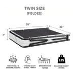 Lit d'appoint pliant avec cadre en acier et matelas en mousse gel rafraîchissant